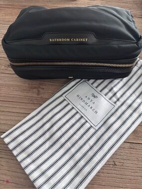Anya Hindmarch nylon  Black Toiletry Pouch with Gold Zipper